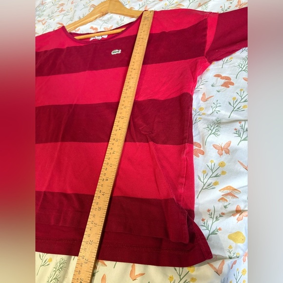 Lacoste striped red top size medium cotton boat neck half sleeve - Picture 6 of 11